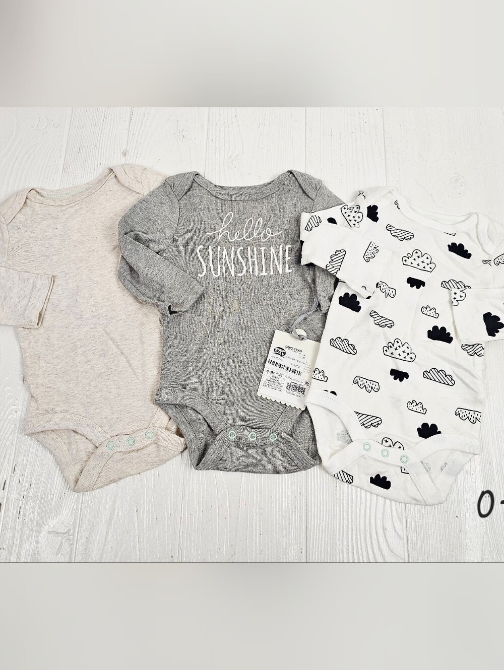 Cloud Island 0-3M Long Sleeve Bodysuits